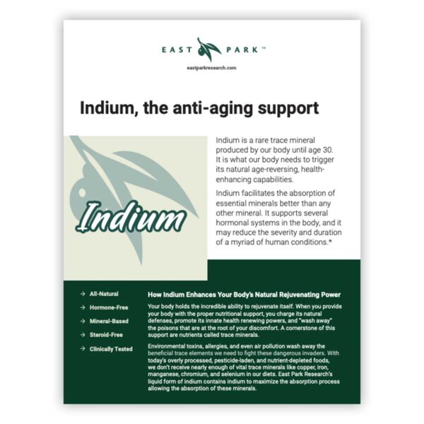 Indium Benefits Brochure FREE: All Natural, Hormone Free, Steroid Free, Mineral Based